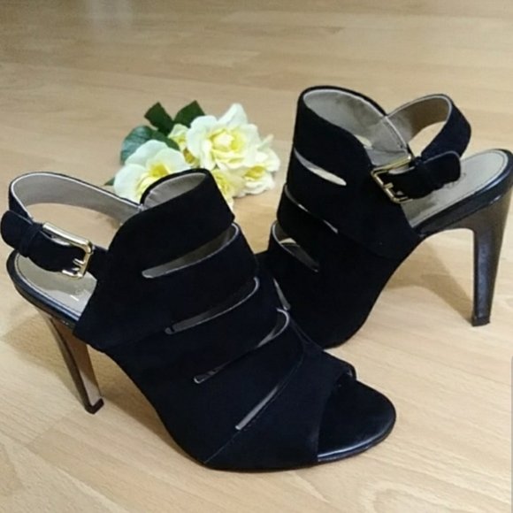 Isola Shoes - ISOLA Black Suede Strap & Buckle Heels